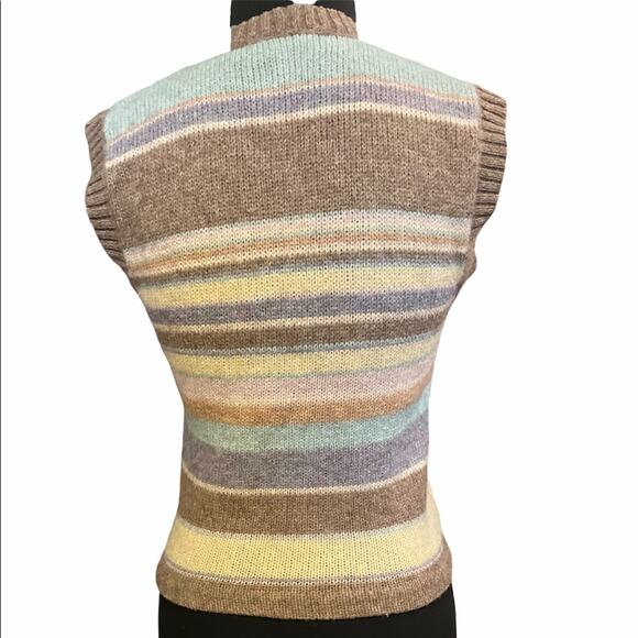 Vtg Striped Light Academia Preppy Coastal Grandma Sweater Vest Womans Size XS - Picture 3 of 3